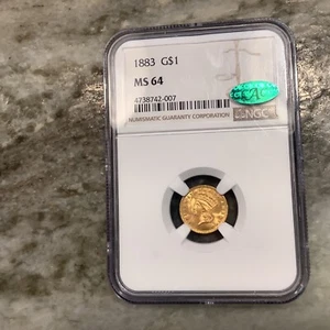 Moneda de oro de $1 tipo 3 1883 MS 64 CAC - Imagen 1 de 2