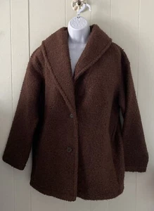 MADEWELL Pebbled Faux Shearling Shawl Collar Coat Hot Cocoa Brown Sz Small NWOT - Picture 1 of 10