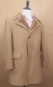 Vintage Puritan Wool Over Coat -Thick Shell,Faux Fur Lining- Tan/Beige/Brown, 44 - Picture 1 of 12