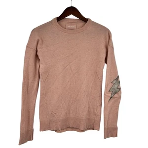 Zadig & Voltaire Cici Parche Rosa Jersey 100% Cachemira Suéter Defectos Talla Pequeña - Imagen 1 de 9