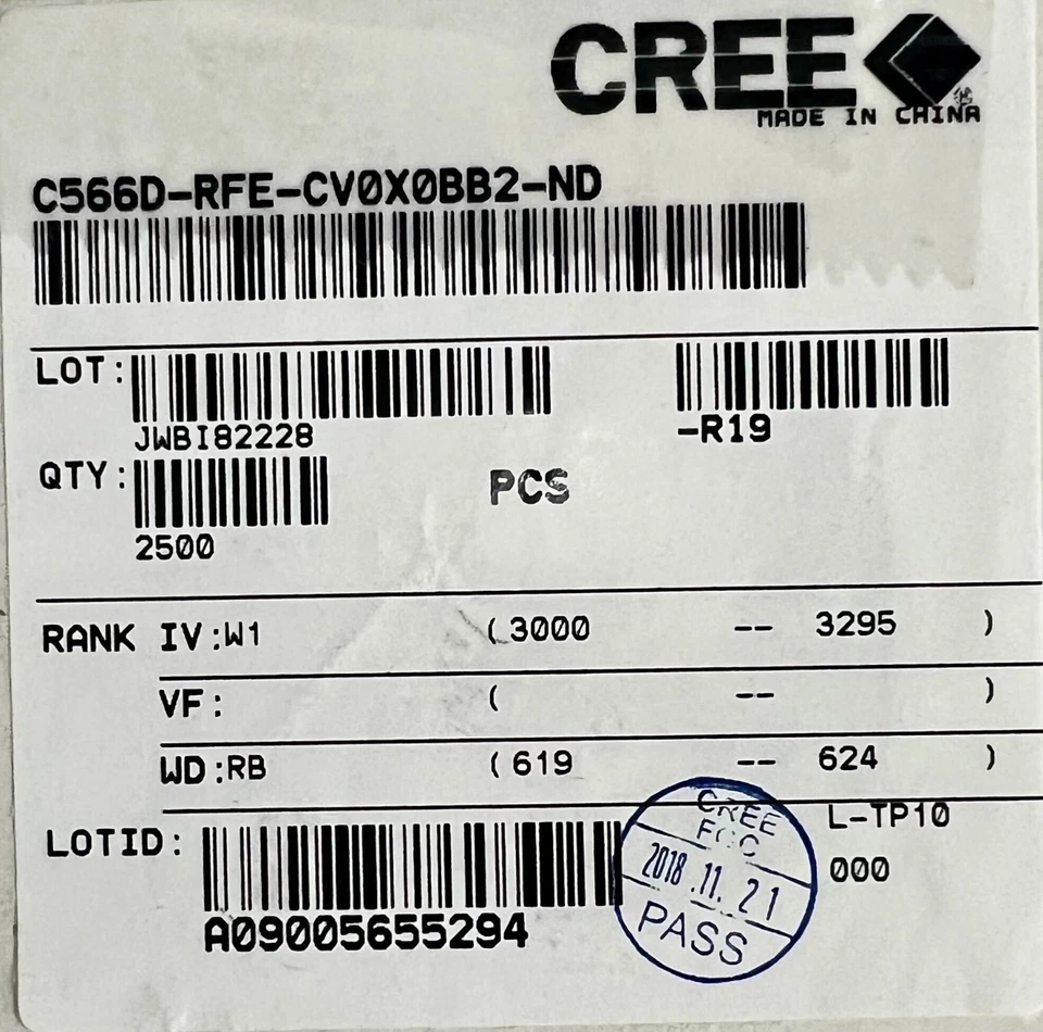 Cree LED C566D-RFE-CV0X0BB2-ND through hole red oval LEDS - Image 1 of 1