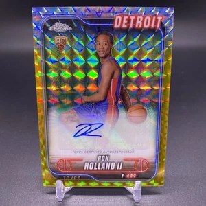 #/50! 🚨2024-25 Topps Chrome Ron Holland II RC Auto Gold Mosaic Detroit #TCA-RHO - Picture 1 of 2