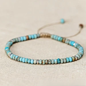 Natural Turquoise Jasper Bracelet Blue Gemstone Women Men Bracelet Handmade - Picture 1 of 4