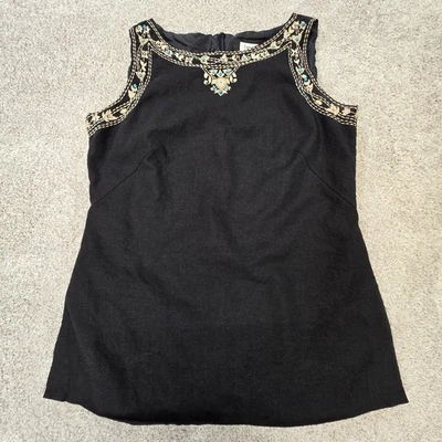 Tanque bordado Coldwater Creek pedrería turquesa con cuentas talla 14 mediano Foto 1 de 4