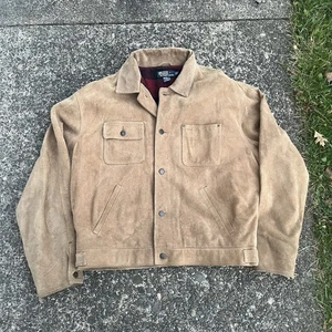 VINTAGE RALPH LAUREN POLO WILDLEDER TRUCKER WESTERN JACKE FLANELL GEFÜTTERT HERREN L - Bild 1 von 11