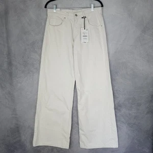 Zara Pants Womens 6 White Low Rise Wide Leg Linen Blend Denim Casual - Picture 1 of 19