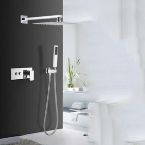 Cabezal de ducha cromado ultra delgado de 8 pulgadas y unidad de válvula batidora de baño mezcladora de pulverización portátil - Imagen 1 de 10