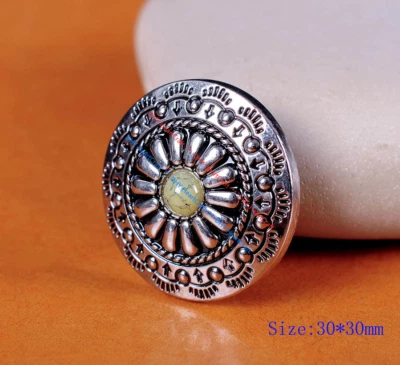 10X 30MM Western Beige Turquoise Coat Craft Sewing Sliver Metal Shank Buttons - Image 1 of 4