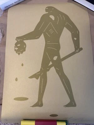 Cleon Peterson Headless Man Gold Short Print /75 RARE FIND 2019 Kaws Retna - Image 1 of 4
