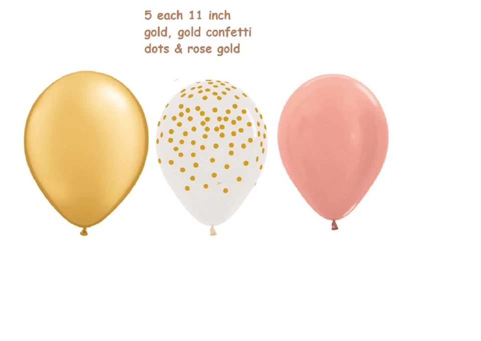15 BALÕES novos OURO ROSA CLARO com pontos de ouro OURO casamento FESTA favores ANIVERSÁRIO - Imagem 1 de 1