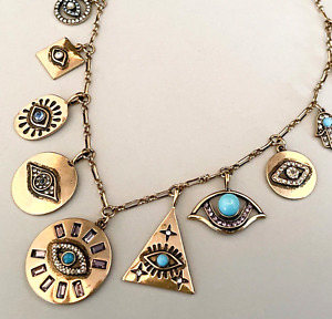 Evil Eye Necklace Protection 13 Rhinestone Charm Pendants Talisman Jewelry