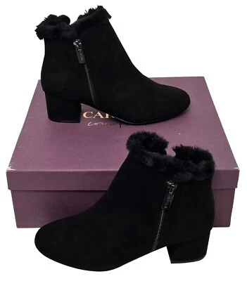 Carvela Tally Zip Up Black Block Heel Suede Boots Damen EU 37 UK 4