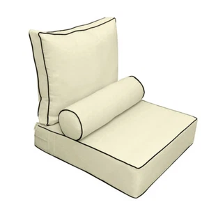 24x26x6 Contrast Trim Deep Seat Cushion Set & Bolster For Patio Furniture AD005 - Picture 1 of 16