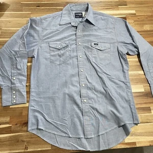 wrangler pearl snap shirt Chambray Mens L 16.5-33 A - Picture 1 of 9