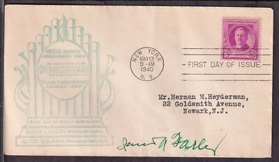 1940 Victor Herbert Sc 859-76 signed by PM James A. Farley, NYPO Goldman cachet - Image 1 of 2
