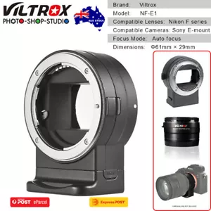 Viltrox NF-E1 Auto Focus Lens Adapter for Nikon F-Mount Lens to Sony E-Mount Cam - Picture 1 of 10