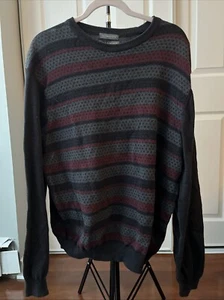 Lyle & Scott 100% Combed Cotton Men’s Sweater Black Stripe Diamond Pattern XL - Picture 1 of 3