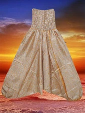 Women Harem Pants, Baggy Peach Floral Print Pants, Gypsy Pants, Boho S-L