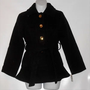 Canyon River Blues Girls Faux Wool Belted Winter Jacket Black XL/16 NWT - Picture 1 of 2