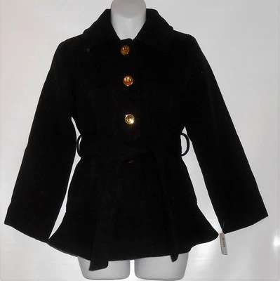 Canyon River Blues Girls Faux Wool Belted Winter Jacket Black XL/16 NWT - Image 1 of 2