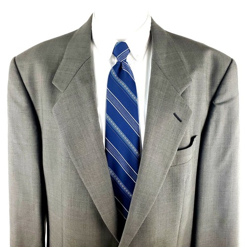 SAINT LAURENT (YSL) Cappotto sportivo blazer Yves Saint Laurent 44L 2 bottoni pelle di squalo check lana grigio