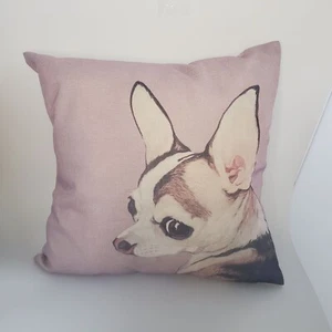 Decorative Pillow Cover WITH CUSHION Chihuahua Dog with Pink Background - Picture 1 of 4