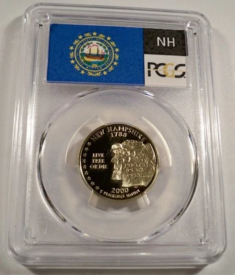 2000-S 25c CLAD PCGS PR70DCAM NEW HAMPSHIRE QUARTER PROOF DEEP CAMEO PR 70 DC NH - Image 1 of 4