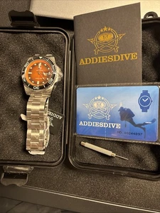 Addiesdive AD2089 Taucher Quarz Uhr 41mm 200m rot orange in Box. Schiffe aus USA - Bild 1 von 10