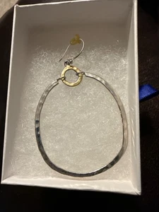 Silpada Sterling Silver Hammered Double Loop Gold Dangle Earrings - Picture 1 of 3