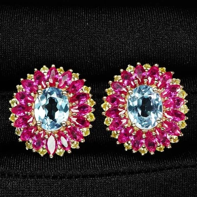 Pendientes de oro rosa de plata de ley 925 de 5,16 quilates de alejandrita con cambio de color brillante Foto 1 de 4