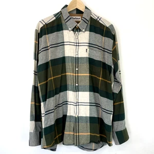 Men's Barbour Plaid Green & Beige Button Down Cotton Shirt - Size Regular XL - Imagen 1 de 13