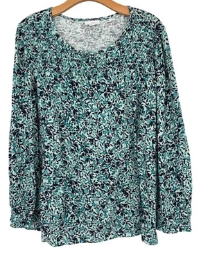 Top de mujer Jill estampado floral manga larga talla XL algodón tejido Tencel Foto 1 de 4
