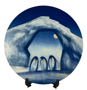 Vebjorn Sandblauer Teller "Pinguine under the Bridge" Top Zustand. - Bild 1 von 5