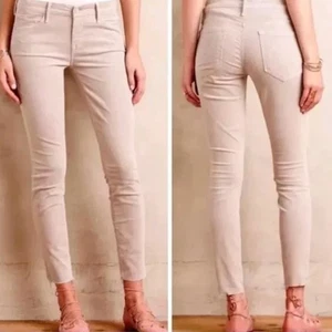 Pantalones de mezclilla Mother The Looker de pana deshilachados al tobillo en rayuela talla 28 dobladillo crudo recortados - Imagen 1 de 15