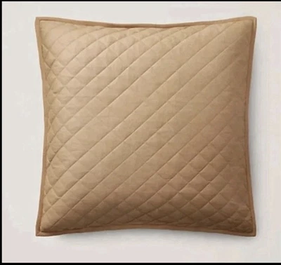 NUEVO Ralph Lauren Hogar Moderno Ecuestre Cromwell Acolchado Euro Sham Algodón Camel  Foto 1 de 3