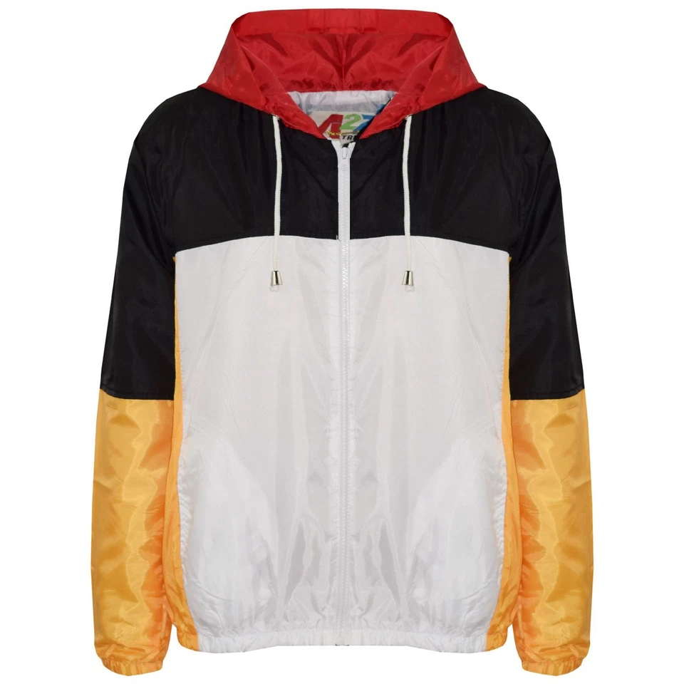 Niños Niñas Niños Chaqueta Cortavientos Manga Contraste Mostaza Capucha Impermeable 5-1 Foto 1 de 1