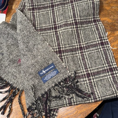 Polo Ralph Lauren 80% Lana de Cordero Bufanda a Cuadros Italia Marrón Flecos a Cuadros Unisex Foto 1 de 4