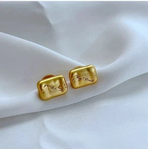 Tory Burch Lady Classic Double T Stud Lady Simple Timeless Mate Gold plated - Picture 1 of 8