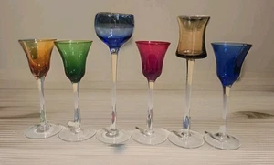 6 Jewel Tone Stemmed Liqueur Shot Glasses - Bild 1 von 5