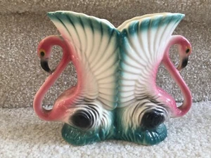 Vtg Maddux of California Pottery Double Pink Flamingo Planter Vase 5" FREE SHIP - Picture 1 of 12