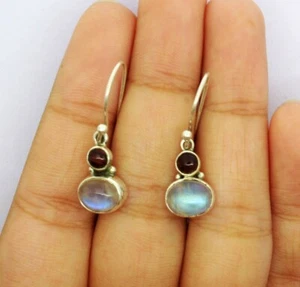 Nice Labradorite, Black Onyx Gemstone 925 Sterling Silver Handmade Earring AR-81 - Picture 1 of 5
