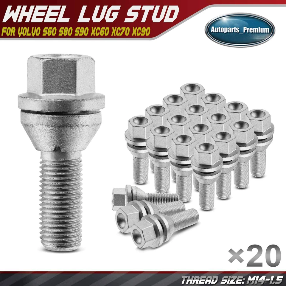20x Perno de tuerca de rueda M14-1.5 para Volvo S60 11-20 S80 S90 V60 XC40 XC60 XC70 XC90 Foto 1 de 4