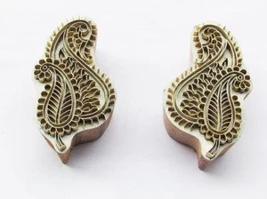 Floral Brass Rosewood Wooden Printing Stamps DIY Fabric, Clay, Pottery Block - Picture 1 of 2