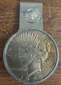 Pontiac Geldklammer 25 Jahre Silber Jubiläum 1923 Peace Silber Dollar Werbung - Bild 1 von 6