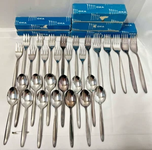 Vintage German OKA 90-45 Silverware 29 Pc. Set Silver Plated Forks Spoons - Picture 1 of 8