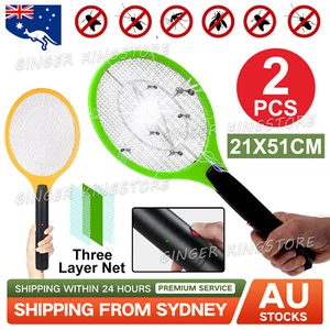 2x Electric Bug Zapper Tennis Racket Mosquito Fly Swatter Insect Killer Handheld - Picture 1 of 9