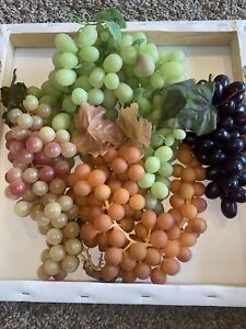 Lot of 4Large Bunches of Artificial Faux Rubber Grapes