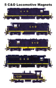 Locomotoras Chesapeake y Ohio azul liso 5 imanes Andy Fletcher - Imagen 1 de 1