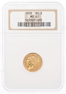 1928 $2.50 NGC MS61 Gold Indian Quarter Eagle - Image 1 of 3