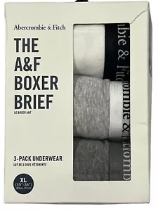 NUEVO CON ETIQUETAS ABERCROMBIE & FITCH Paquete de 3 Ropa Interior Corta Boxer Talla XL-XXL Blanco Azul Gris - Imagen 1 de 4